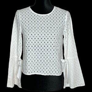 Avec Les Filles | Natural Canvas Cotton Eyelet Top | XS | NWT